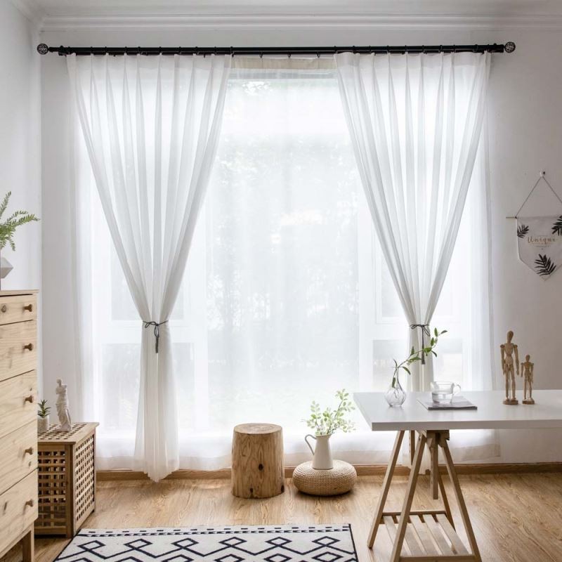 Rideau Transparent En Mousseline Blanche Sur Mesure, Tissu Respirant Moderne Pour Salon, Chambre À Coucher, Chambre D'Enfant