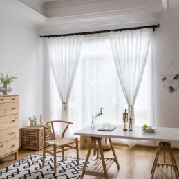 Rideau Transparent En Mousseline Blanche Sur Mesure, Tissu Respirant Moderne Pour Salon, Chambre À Coucher, Chambre D'Enfant