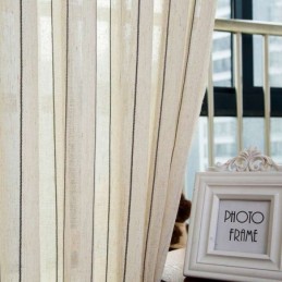 Rideau Transparent Simple Nordique Fait Sur Mesure, Rayures Jacquard, Environnement, Tissu Mélangé De Lin Protecteur