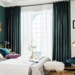Rideau Occultant Max Sur Mesure, Imitation Velours, Couleur Unie Foncée, Pour Chambre À Coucher