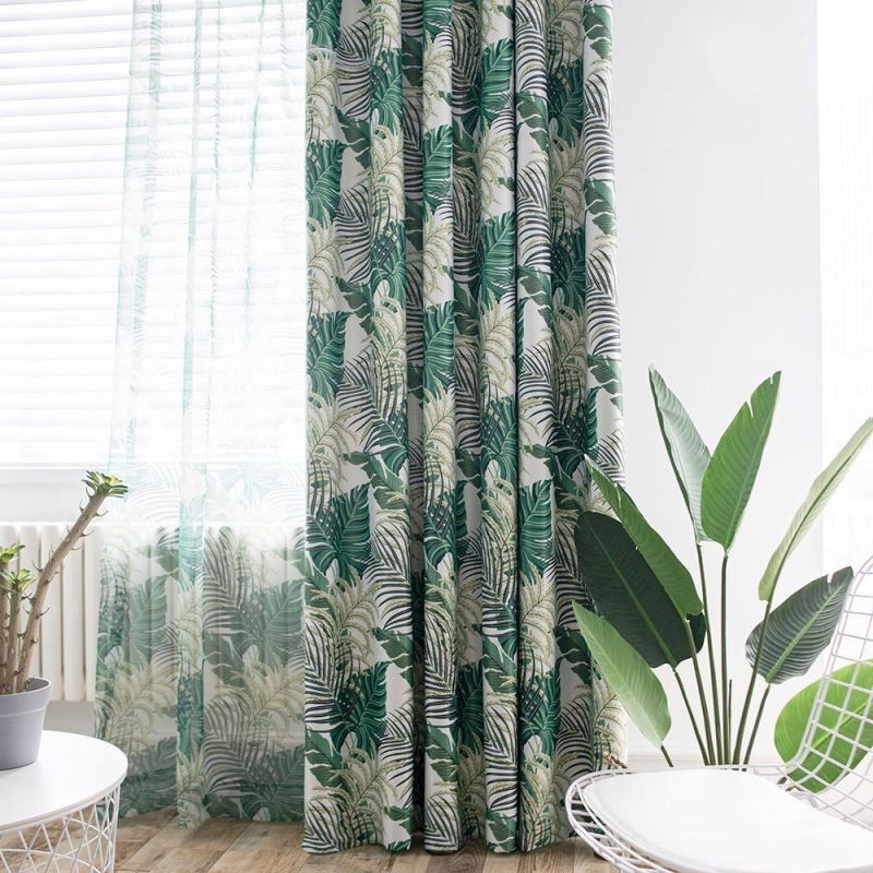 Rideau À Feuilles Vertes Sur Mesure, Motif Jungle, Romantique, Rural Américain, Chambre À Coucher, Salon, Tissu Occultant
