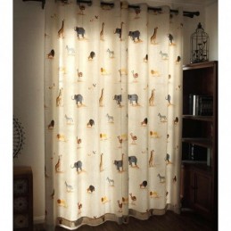 Rideau Beige À Motif Dessin Animé, Rideau Sur Mesure, Motif Lion, Girafe, Éléphant, Pour Chambre D'Enfant