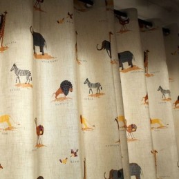 Rideau Beige À Motif Dessin Animé, Rideau Sur Mesure, Motif Lion, Girafe, Éléphant, Pour Chambre D'Enfant