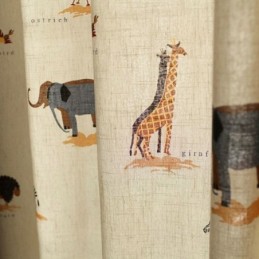 Rideau Beige À Motif Dessin Animé, Rideau Sur Mesure, Motif Lion, Girafe, Éléphant, Pour Chambre D'Enfant