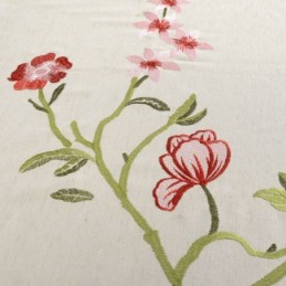 Rideau Occultant Moderne En Lin Sur Mesure, Motif Minimaliste Brodé De Fleurs Rouges