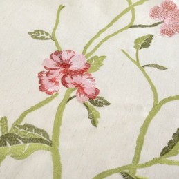 Rideau Occultant Moderne En Lin Sur Mesure, Motif Minimaliste Brodé De Fleurs Rouges