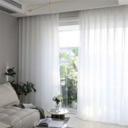 Rideau Transparent Blanc Uni Sur Mesure, Tissu Moderne Et Simple Pour Salon, Chambre À Coucher, Bureau