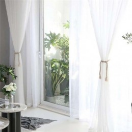 Rideau Transparent Blanc Uni Sur Mesure, Tissu Moderne Et Simple Pour Salon, Chambre À Coucher, Bureau