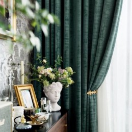 Rideau Occultant En Velours Max Sur Mesure, Couleur Unie Vert Malachite, Pour Chambre À Coucher