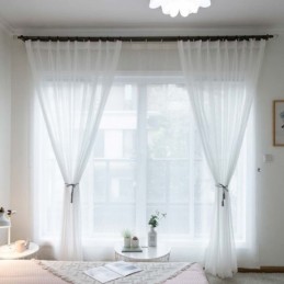 Rideau Transparent Respirant Blanc Sur Mesure, Tissu Moderne Et Simple Pour Salon, Chambre À Coucher, Bureau