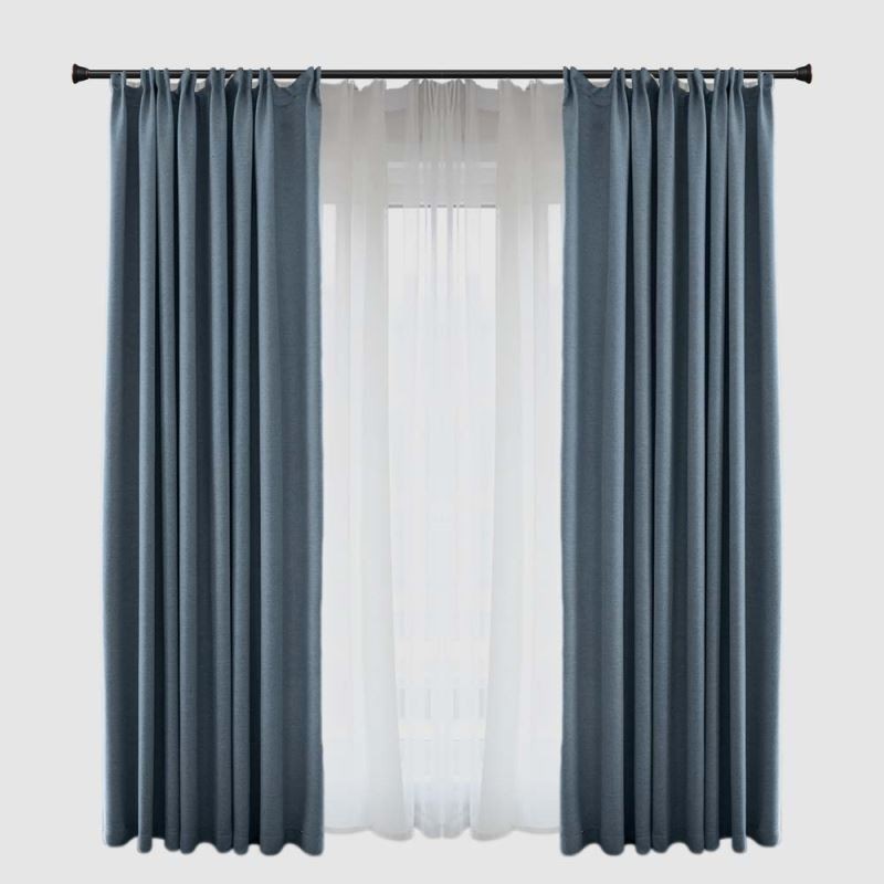 Rideau Occultant Bleu Uni Sur Mesure, Tissu Moderne Et Simple Pour Salon Et Chambre À Coucher