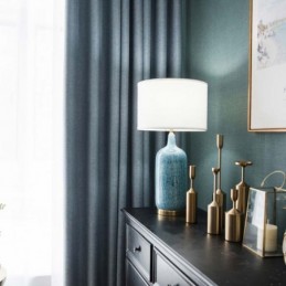 Rideau Occultant Bleu Uni Sur Mesure, Tissu Moderne Et Simple Pour Salon Et Chambre À Coucher