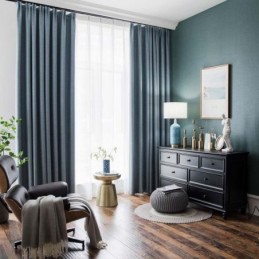 Rideau Occultant Bleu Uni Sur Mesure, Tissu Moderne Et Simple Pour Salon Et Chambre À Coucher