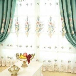 Rideau Transparent Respirant Brodé Sur Mesure, Traitement De Fenêtre De Luxe Américain