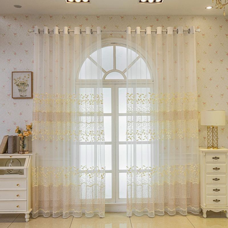 Rideau Transparent Nordique Sur Mesure, Broderie De Vigne, Pour Salon, Chambre À Coucher
