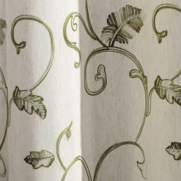 Rideau De Style Japonais Sur Mesure, Minimaliste, Brodé De Feuilles Vertes, Pour Salon Et Chambre À Coucher