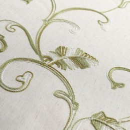 Rideau De Style Japonais Sur Mesure, Minimaliste, Brodé De Feuilles Vertes, Pour Salon Et Chambre À Coucher