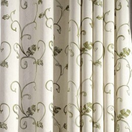Rideau De Style Japonais Sur Mesure, Minimaliste, Brodé De Feuilles Vertes, Pour Salon Et Chambre À Coucher