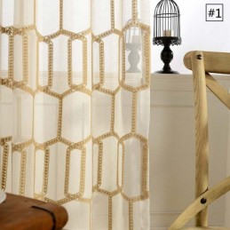 Rideau Transparent Brodé En Nid D'Abeille Sur Mesure, Tissu Abstrait Américain Pour Salon Et Chambre À Coucher