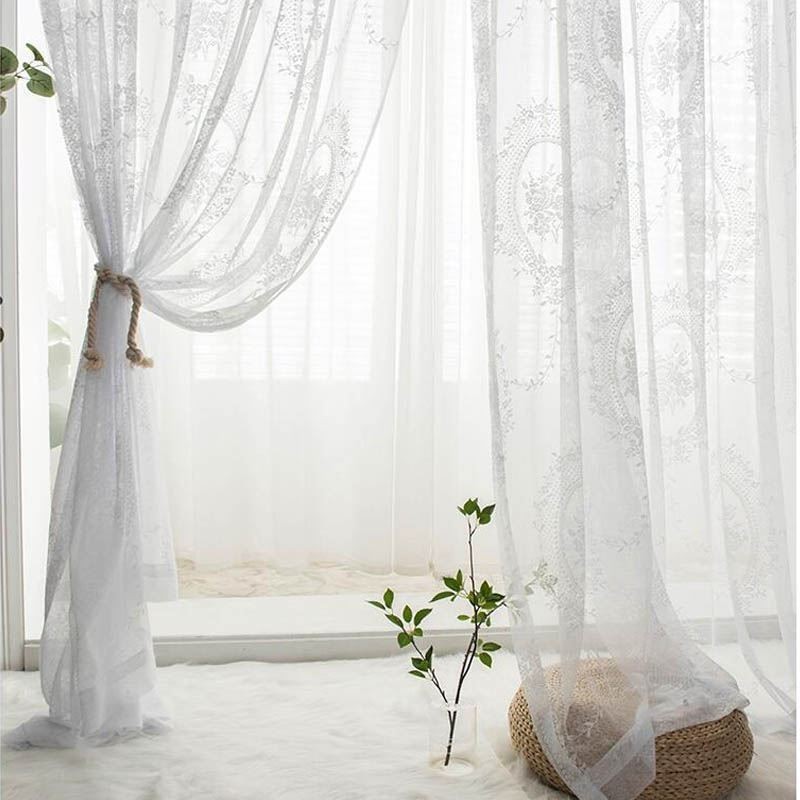 Rideau Transparent De Style Européen Sur Mesure, Panneau De Rideau En Dentelle, Rosace Et Miroir, Voile Pour Balcon, Baie Vitrée