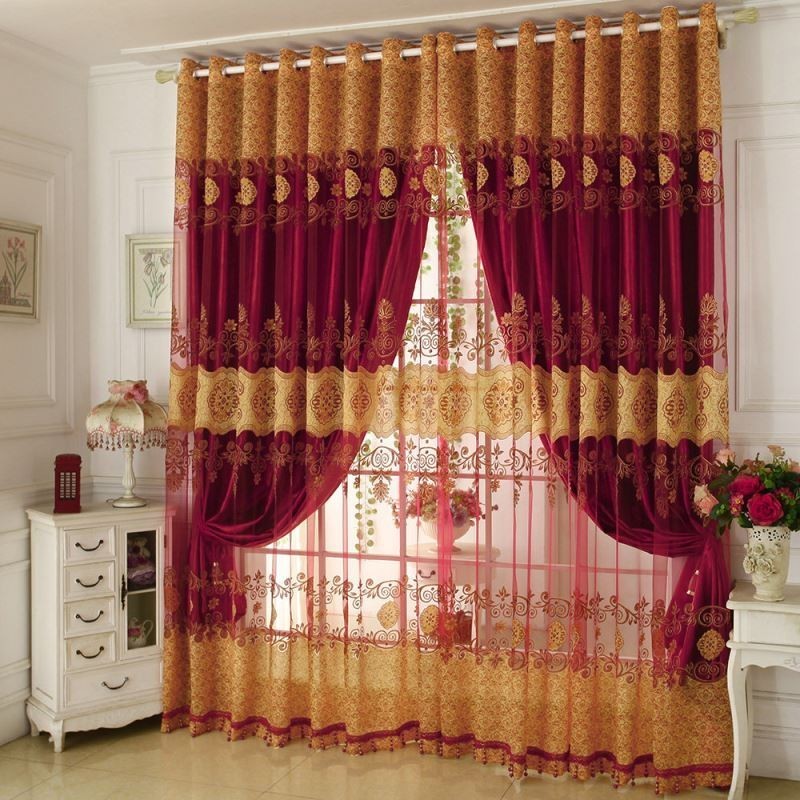 Rideau En Voile Classique Minimaliste Sur Mesure, Rideau En Jacquard Européen Pour Salon, Fenêtre