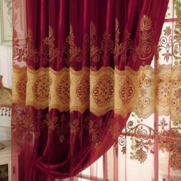 Rideau En Voile Classique Minimaliste Sur Mesure, Rideau En Jacquard Européen Pour Salon, Fenêtre