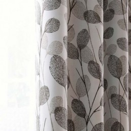 Rideau Simple Imprimé Feuilles, Fabriqué Sur Mesure, Style Nordique, Gris, Pour Salon, Chambre À Coucher, Bureau