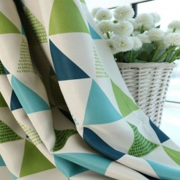 Rideau Géométrique Nordique Sur Mesure, Tissu Triangle Vert Pour Salon Et Chambre À Coucher