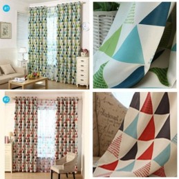 Rideau Géométrique Nordique Sur Mesure, Tissu Triangle Vert Pour Salon Et Chambre À Coucher