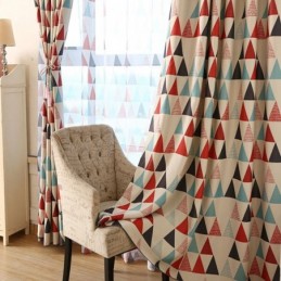 Rideau Géométrique Nordique Sur Mesure, Tissu Triangle Vert Pour Salon Et Chambre À Coucher