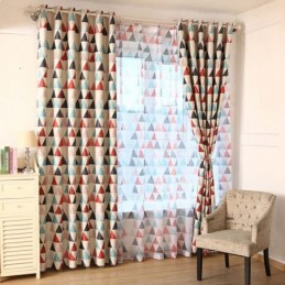 Rideau Géométrique Nordique Sur Mesure, Tissu Triangle Vert Pour Salon Et Chambre À Coucher