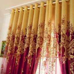 Rideau Transparent Luxueux Sur Mesure, Jacquard, Motif Pivoine Jaune, Pour Salon, Chambre À Coucher