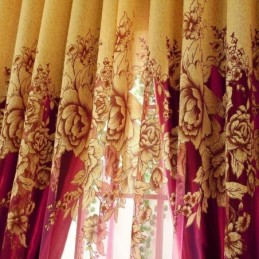 Rideau Transparent Luxueux Sur Mesure, Jacquard, Motif Pivoine Jaune, Pour Salon, Chambre À Coucher