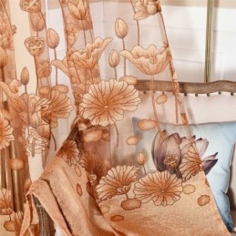 Rideau En Voile Minimaliste Moderne Sur Mesure, Rideau En Jacquard Marron Pour Fenêtre De Salon