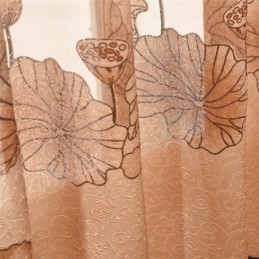 Rideau En Voile Minimaliste Moderne Sur Mesure, Rideau En Jacquard Marron Pour Fenêtre De Salon