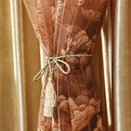 Rideau En Voile Minimaliste Moderne Sur Mesure, Rideau En Jacquard Marron Pour Fenêtre De Salon