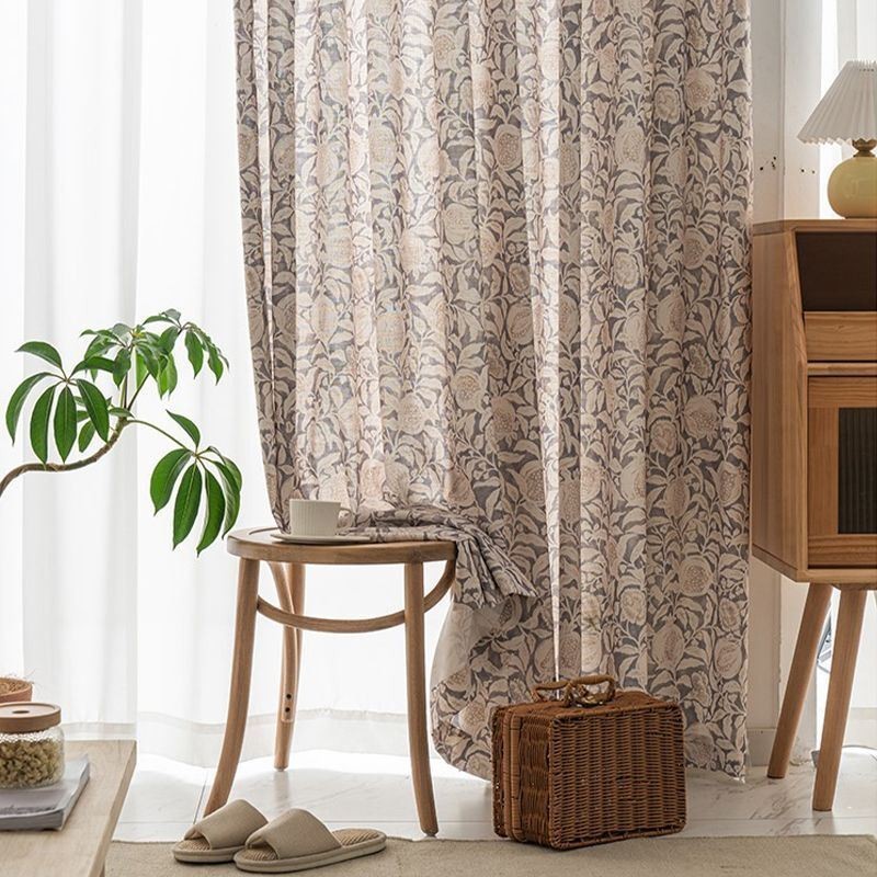 Rideau Imprimé Américain Sur Mesure En Polyester Motif Fleur De Grenade