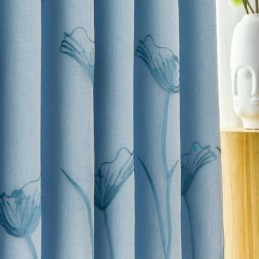 Rideau De Style Américain Sur Mesure, Occultant, Brodé De Feuilles De Lotus