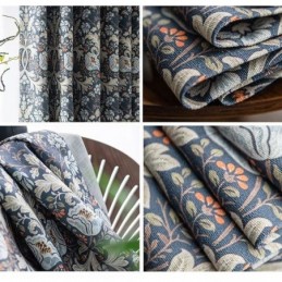 Rideaux Américains En Coton Et Lin À Imprimé Floral