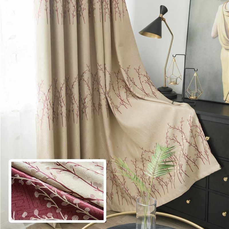 Rideau Sur Mesure Rideau Américain En Jacquard Végétal