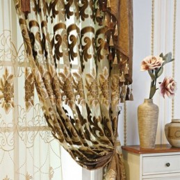 Rideau Semi-Occultant Sur Mesure, Broderie Florale Européenne, Pour Salon Et Chambre À Coucher