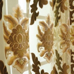 Rideau Semi-Occultant Sur Mesure, Broderie Florale Européenne, Pour Salon Et Chambre À Coucher