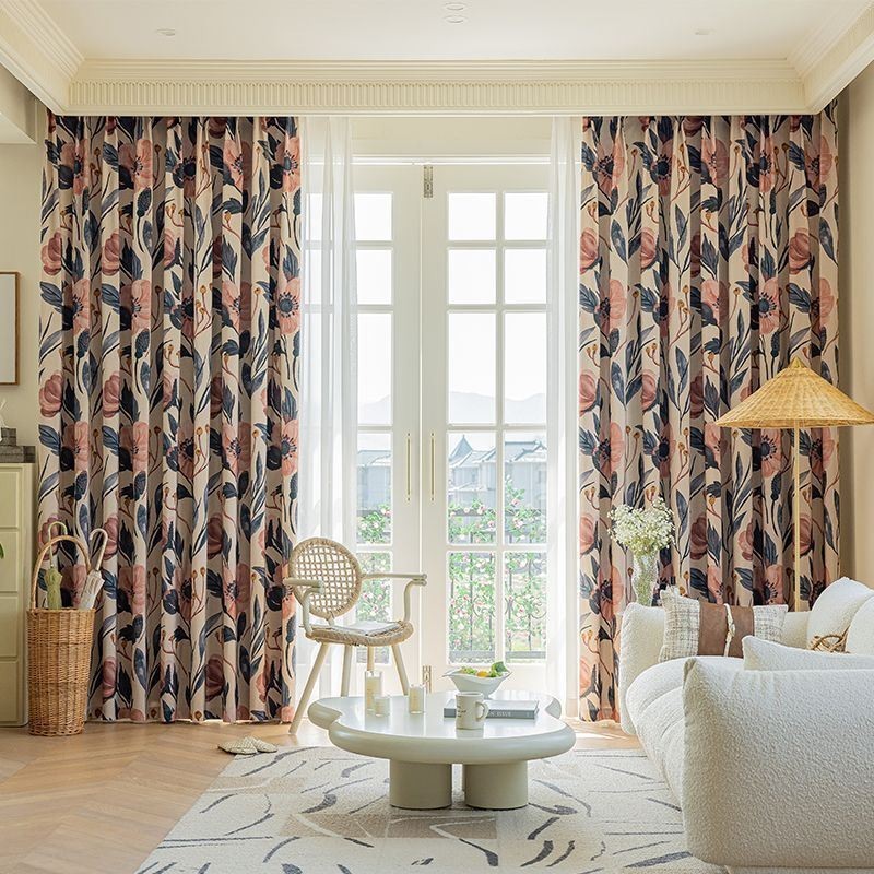 Rideau En Coton Sur Mesure, Imprimé Végétal, Style Américain, Occultant