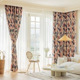 Rideau En Coton Sur Mesure, Imprimé Végétal, Style Américain, Occultant