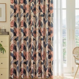 Rideau En Coton Sur Mesure, Imprimé Végétal, Style Américain, Occultant