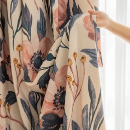 Rideau En Coton Sur Mesure, Imprimé Végétal, Style Américain, Occultant