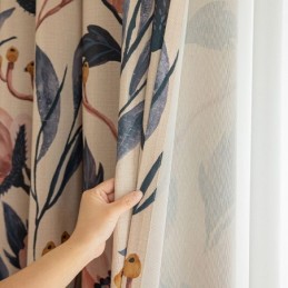 Rideau En Coton Sur Mesure, Imprimé Végétal, Style Américain, Occultant
