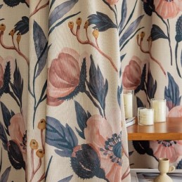 Rideau En Coton Sur Mesure, Imprimé Végétal, Style Américain, Occultant