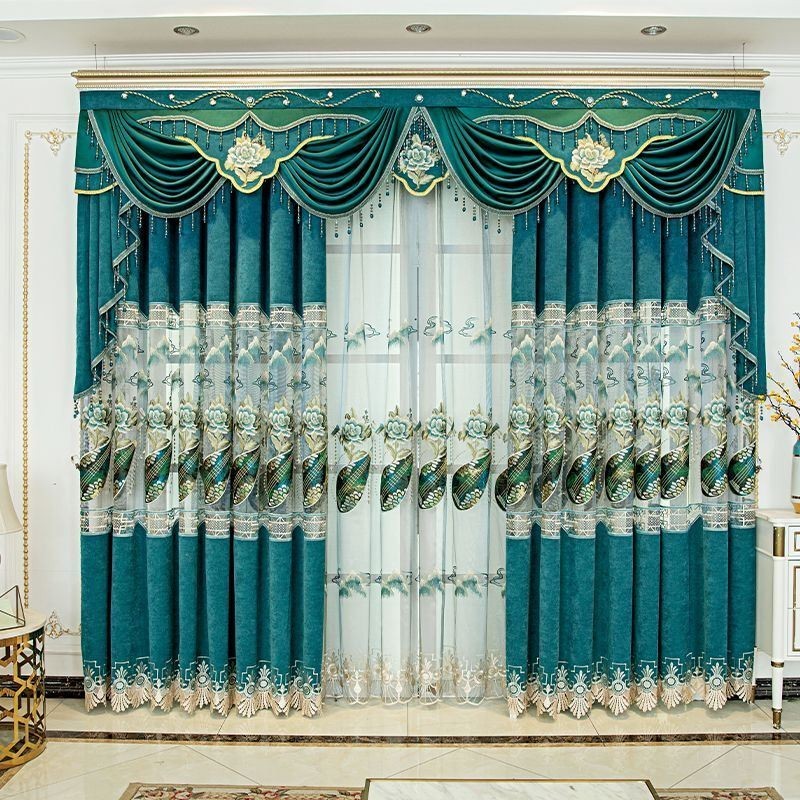 Rideau Semi-Occultant Sur Mesure, Style Chinois, Broderie Chenille Pipa, Pour Salon Et Chambre À Coucher