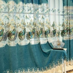 Rideau Semi-Occultant Sur Mesure, Style Chinois, Broderie Chenille Pipa, Pour Salon Et Chambre À Coucher